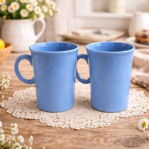 Made in England Ceramic Mug Set 2 Coffee Tea Periwinkle Minimalist Cottage Cups